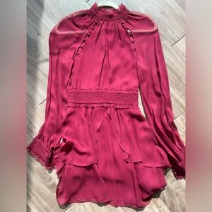 Parker Long Sleeve Silk Mini Dress